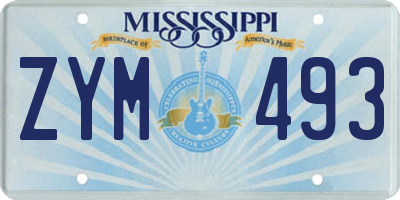 MS license plate ZYM493