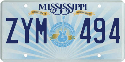 MS license plate ZYM494