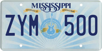 MS license plate ZYM500