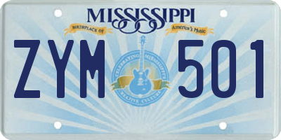 MS license plate ZYM501