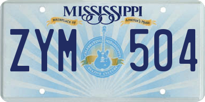 MS license plate ZYM504