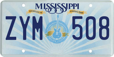 MS license plate ZYM508