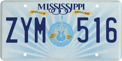 MS license plate ZYM516