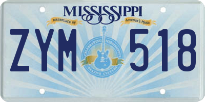 MS license plate ZYM518