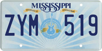 MS license plate ZYM519