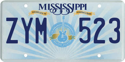 MS license plate ZYM523