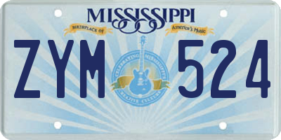 MS license plate ZYM524