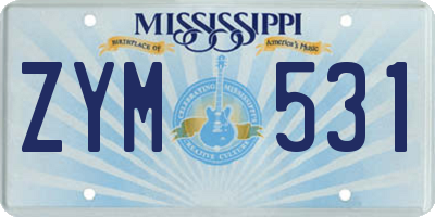 MS license plate ZYM531