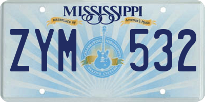 MS license plate ZYM532