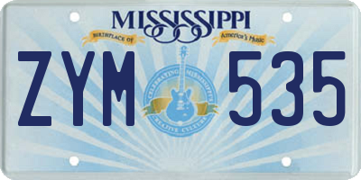 MS license plate ZYM535