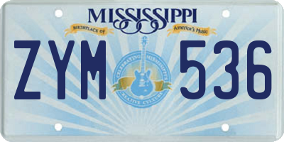 MS license plate ZYM536