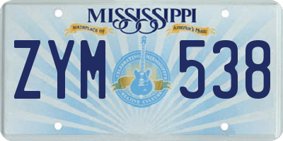 MS license plate ZYM538