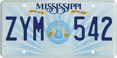 MS license plate ZYM542