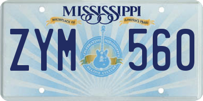 MS license plate ZYM560