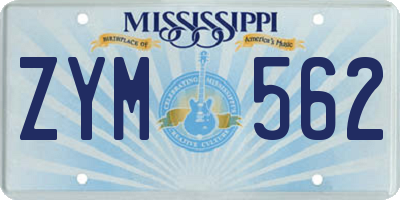MS license plate ZYM562