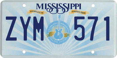 MS license plate ZYM571
