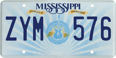 MS license plate ZYM576