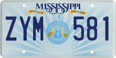 MS license plate ZYM581