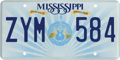 MS license plate ZYM584