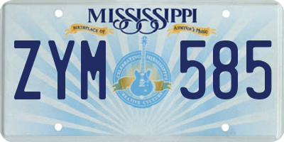 MS license plate ZYM585
