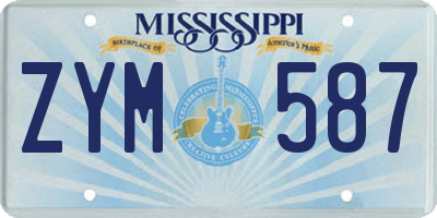 MS license plate ZYM587