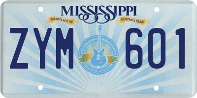 MS license plate ZYM601