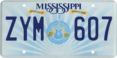 MS license plate ZYM607