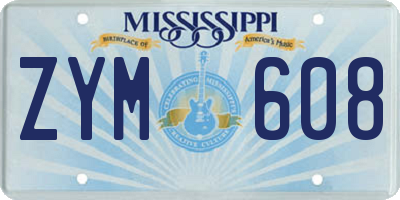 MS license plate ZYM608