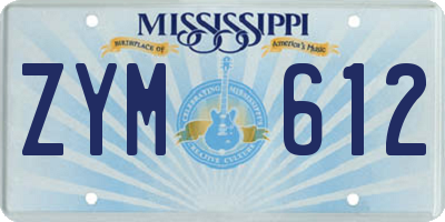 MS license plate ZYM612