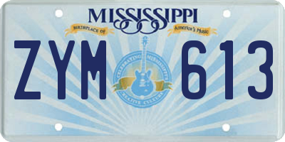 MS license plate ZYM613