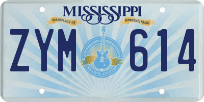 MS license plate ZYM614