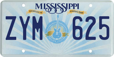 MS license plate ZYM625