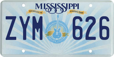 MS license plate ZYM626