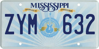 MS license plate ZYM632