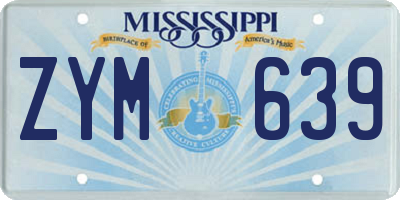 MS license plate ZYM639