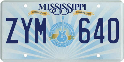 MS license plate ZYM640