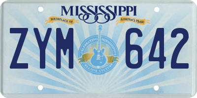 MS license plate ZYM642