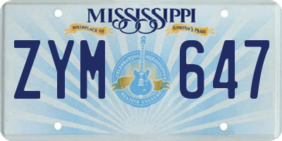 MS license plate ZYM647