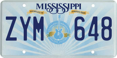 MS license plate ZYM648