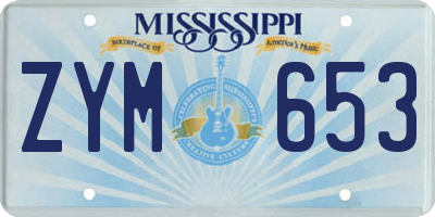 MS license plate ZYM653