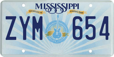 MS license plate ZYM654