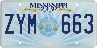 MS license plate ZYM663