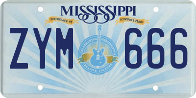 MS license plate ZYM666