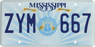 MS license plate ZYM667
