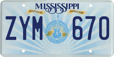 MS license plate ZYM670