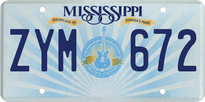 MS license plate ZYM672