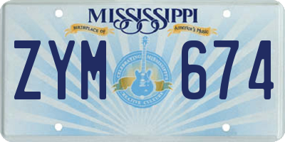 MS license plate ZYM674
