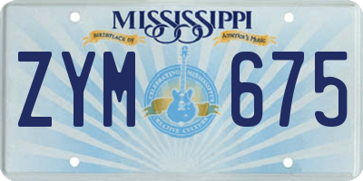 MS license plate ZYM675