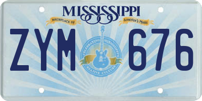 MS license plate ZYM676