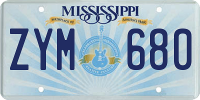 MS license plate ZYM680